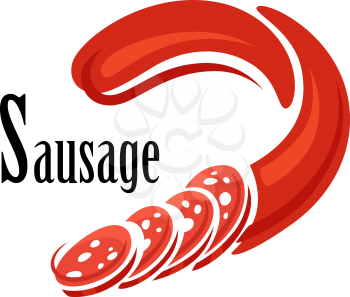 Cartoon ham Sausage isolated on white background suitable for food and restaurant design