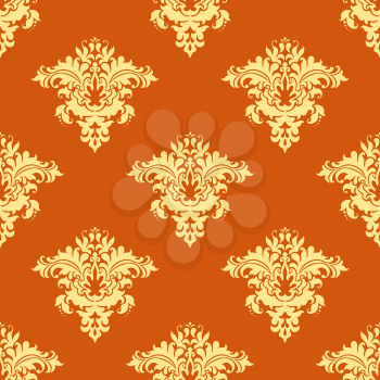 Retro yellow and orange floral seamless pattern for backdrop, wallpapers and textile design