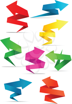 Origami style arrow banners set for web and infographics design