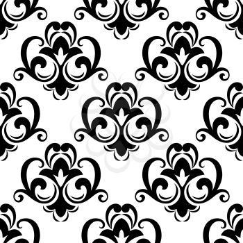 Floral seamless pattern with arabwsque elements for wallpaper or fabric design