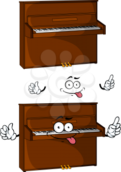 Teasing cartoon  brown piano character isolated on white background for performance or music design