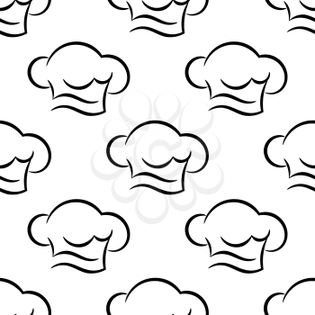 Chef or cook caps seamless pattern with traditional uniform toques in outline sketch style, for cooking or textile design
