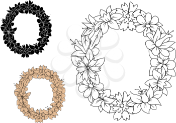 Floral font uppercase letter O, decorated by vintage flowers with lush petals, for romantic monogram design