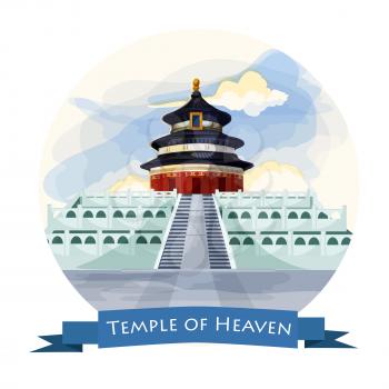 Temple of Heaven in China. Beijing sightseeing historic landmark icon. Chinese architecture culture symbol