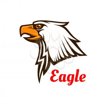 Bald Eagle icon. Hawk graphic emblem for team mascot shield, icon, badge, label and tattoo. Falcon symbol for scout, sport, guard, club