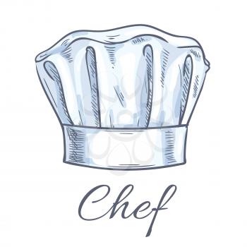Chef toque vector sketch icon. Cook cap, kitchen cooking hat emblem for restaurant design element, bakery signboard