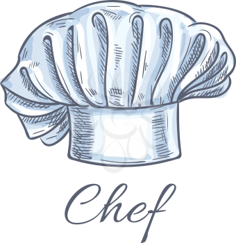 Chef hat icon. Traditional chef cook hat with folds. Vector isolated doodle sketch toque decoration emblem for cafe, restaurant, bakery, patisserie