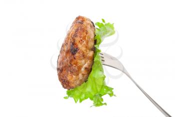 Cutlet on a fork
