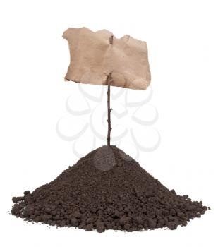 Pile of soil with blank for text