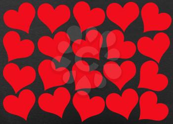 red hearts on a black background
