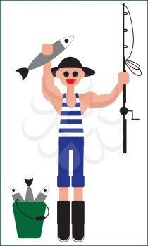 Fisherman's catch. Fishing illustration