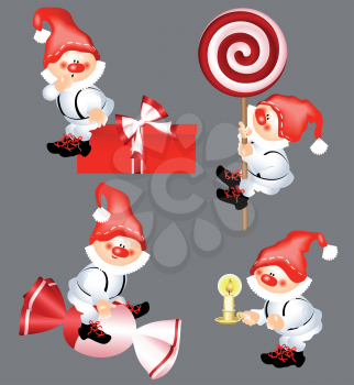Collection of Christmas Santa Claus. Stickers for children. For greetings, invitations