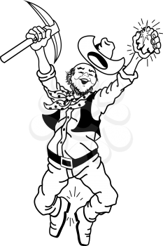 Royalty Free Clipart Image of a Man Striking Gold