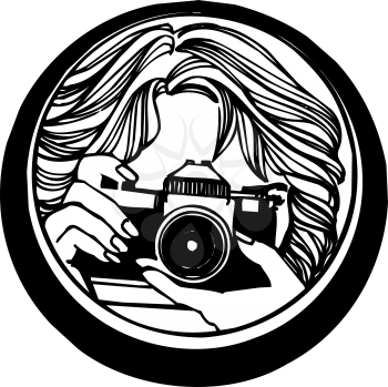 Royalty Free Clipart Image of a Woman Taking a Picture
