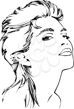 Royalty Free Clipart Image of a Woman With a Shaggy Haircut
