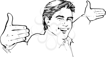 Royalty Free Clipart Image of a Man With His Arms Open