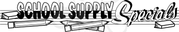 Royalty Free Clipart Image of a School Supply Header