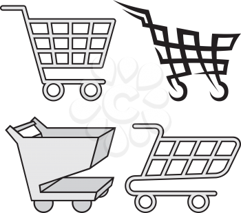 Royalty Free Clipart Image of Four Shopping Carts