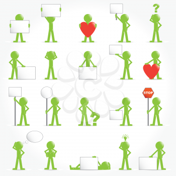 Royalty Free Clipart Image of a Set of People Holding Things