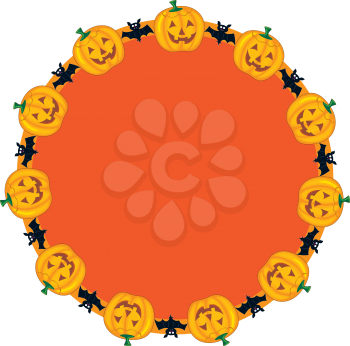 Royalty Free Clipart Image of a Jack-o-Lantern Circle Frame