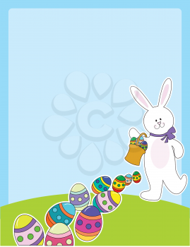 Royalty Free Clipart Image of an Easter Bunny With Eggs