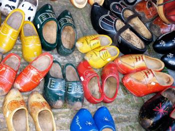 Wooden shoes on the street of Hague, Netherlands.