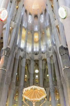 Barcelona, Spain - November 9, 2015: La Sagrada Familia is a UNESCO World Heritage Site, drawing an estimated 2.5 million visitors annually.