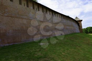 Veliky Novgorod, Russia-June 8,2016:Novgorod Kremlin stands on the left bank of the Volkhov River. The first reference to fortifications on the site dates to 1044, with additional construction taking place in 1116.