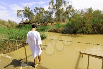 Qasr el Yahud, Israel- March 14, 2017: Qasr el Yahud is the official name of a baptism site on the Jordan River that is egally part of the State of Palestine, but under Israeli occupation, visited by 500,000 pilgrims annually.