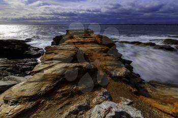 View of the rocky ocean shore