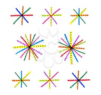 Abstract handmade colorful shapes on white background for design