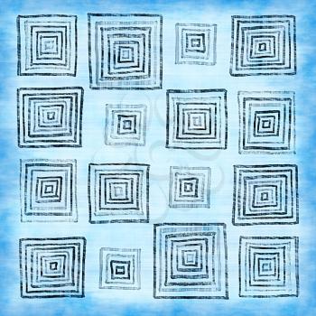 Abstract blue vintage pattern with squares for design