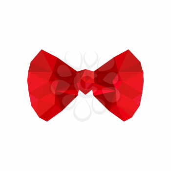 Illustration of origami red bow isolated on white background