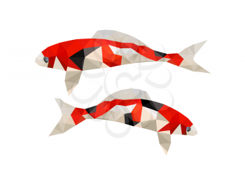 Illustration of two origami koi fish