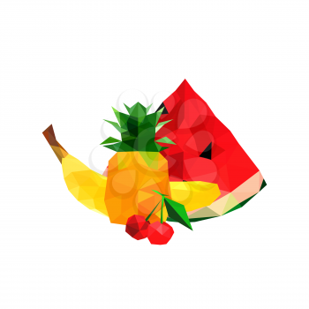 Illustration of origami fruits isolated on white background