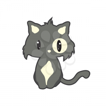 Illustration of funny flat cat isolated on white background