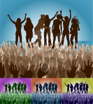 Royalty Free Clipart Image of a Group of People on Stage 