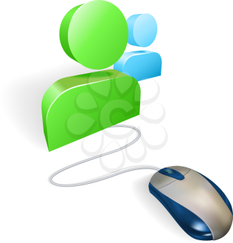 Royalty Free Clipart Image of a Mouse Connected to Messenger Icons