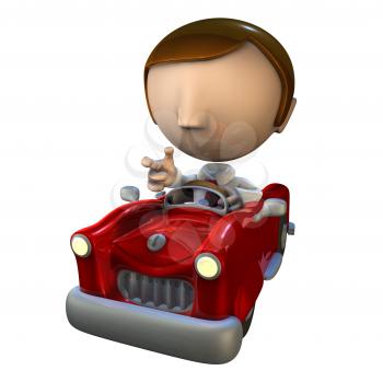 Royalty Free Clipart Image of a Man Driving a Car