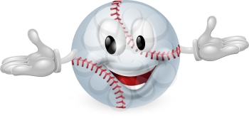 Illustration of a cute happy baseball ball mascot man