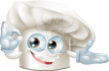 A happy cartoon bakers hat mascot man