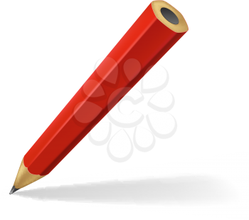 An illustration of a red wooden pencil with a shadow 
