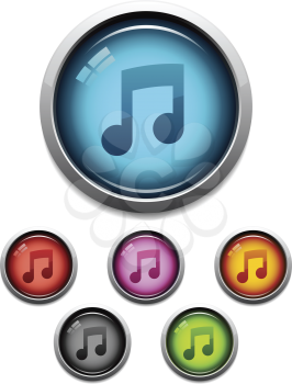 Royalty Free Clipart Image of Glossy Music Buttons