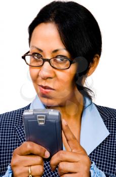 Royalty Free Photo of a Businesswoman Holding her Cell Phone