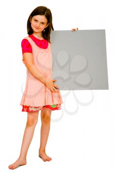 Royalty Free Photo of a Young Girl Showing a Blank Placard