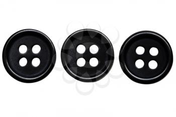 Three buttons in a row isolated over white
