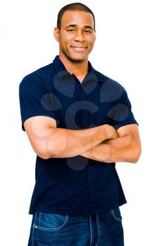 Happy mid adult man posing isolated over white