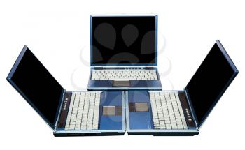 Portable computers isolated over white