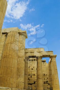 Colonnade of an ancient temple, Temple of Athena Nike, Acropolis, Athens, Greece