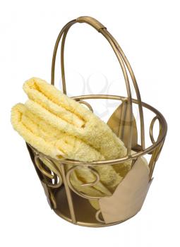 Close-up of towels in a basket
